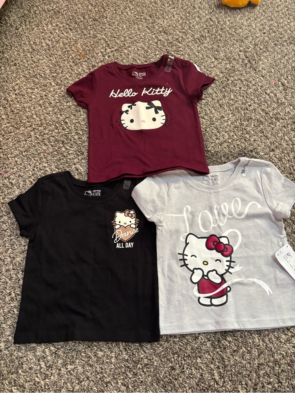 Hello Kitty Girls' Maroon, Black & Gray Short-Sleeve Tee Trio